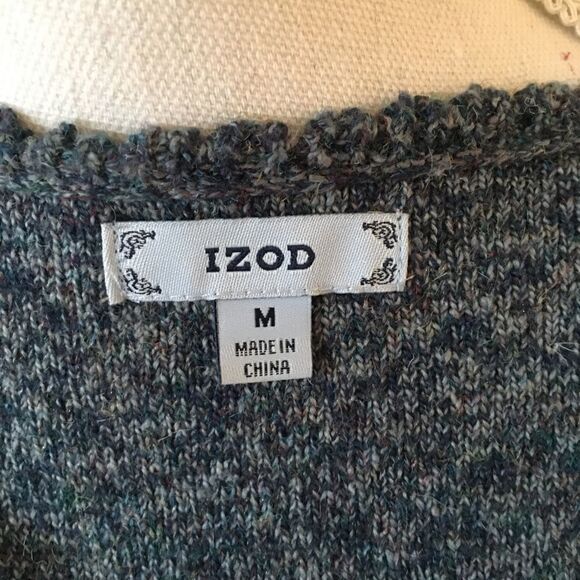IZOD Blue Heathered Cottage-core Button Cardigan M - Picture 7 of 8